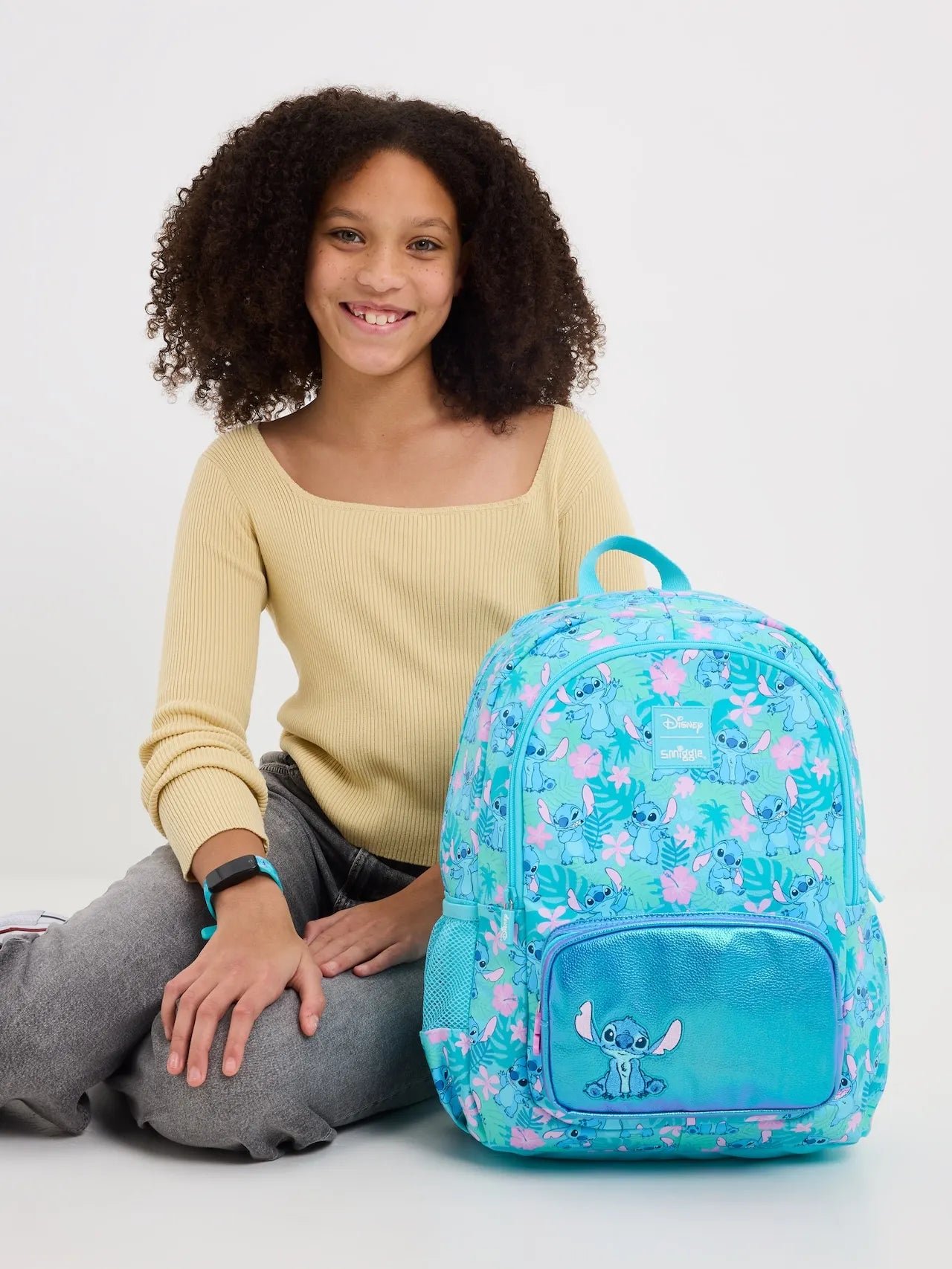 حقائب مدرسية Smiggle الجديدة  – حقيبة ظهر ديزني ستيتش، مع حقيبة طعام وزجاجة ماء – هدية للطلاب (يجب شراء كل قطعة بشكل منفصل)