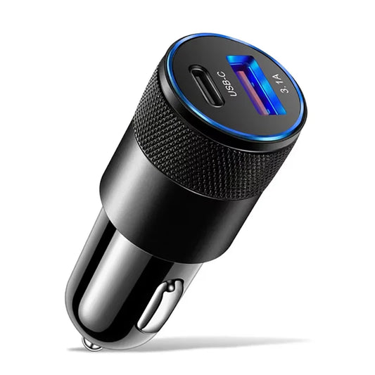 شاحن سيارة سريع USB-C بقوة 3.1 أمبير - متوافق مع آيفون وشاومي وهواوي