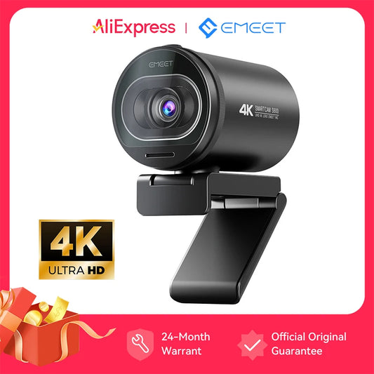 كاميرا ويب 4K للبث المباشر - كاميرا USB بدقة 1080P و60 إطار في الثانية - EMEET S600 مع خاصية التركيز التلقائي وميكروفونات مدمجة للبث المباشر على تيك توك ويوتيوب