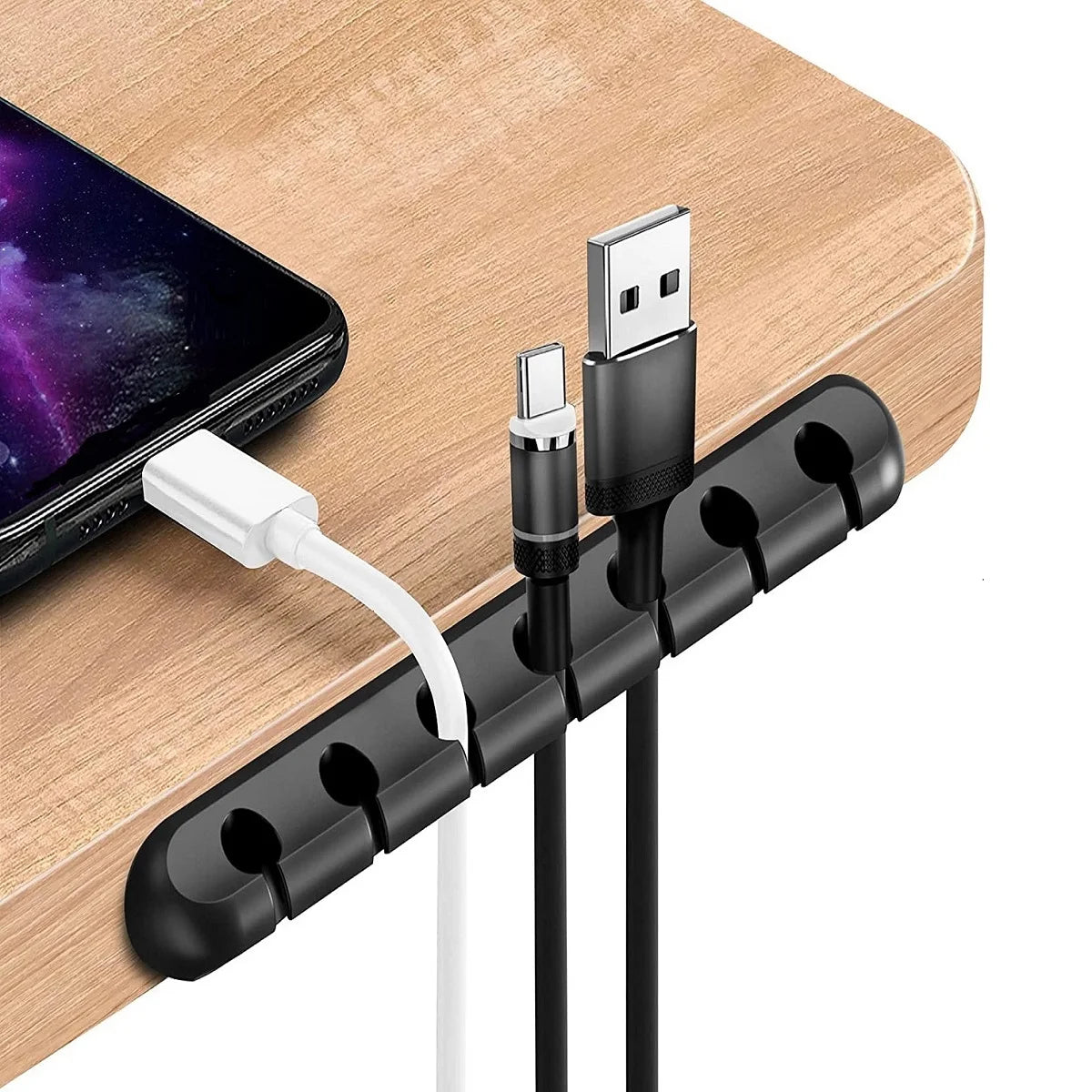 منظم أسلاك وكابلات سيليكون لف كابلات USB مشابك إدارة الأسلاك لاصقة ذاتية للماوس ولوحة المفاتيح وسماعات الرأس متوافق مع آيفون وهواوي