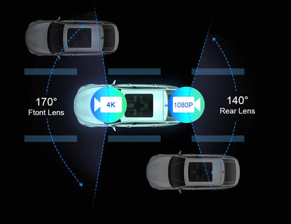 كاميرا تسجيل السيارة 4K بشاشة 10/11.26 بوصة مع كاربلاي لاسلكي وأندرويد أوتو ونظام ملاحة GPS ومسجل فيديو لوحة القيادة بعدستين مزدوجتين مع واي فاي وFM وAUX