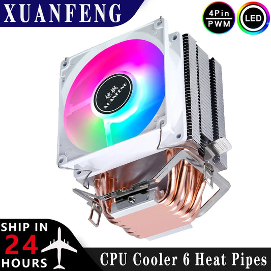 مبرد معالج بالهواء مع مروحة تبريد وأنابيب حرارية 2/4/6 متوافق مع LGA2011 x79 x99 E5 2066 2099 115x 1200 1700 i5 i7 AMD