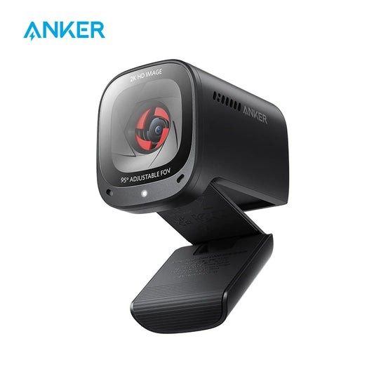 كاميرا ويب أنكر PowerConf C200 بدقة 2K للكمبيوتر المحمول - كاميرا ويب صغيرة بمنفذ USB مع ميكروفونات ستيريو بتقنية إلغاء الضوضاء