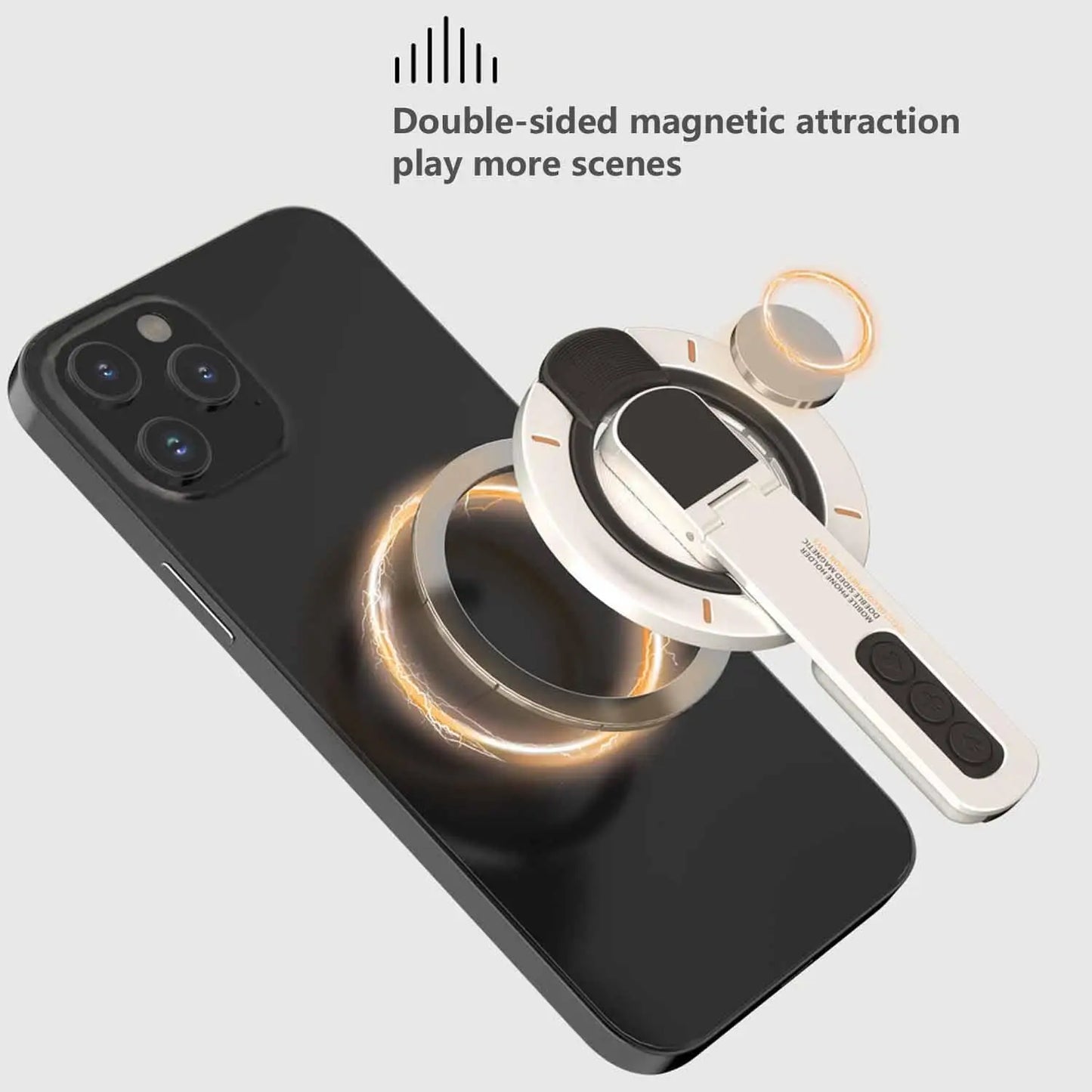 حامل هاتف مغناطيسي MagSafe، حلقة إصبع مغناطيسية 3 في 1 وحامل هاتف مغناطيسي مزدوج الجهات لأجهزة iPhone 17 16 15 14 13 12