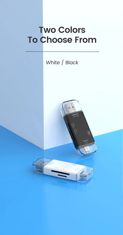 قارئ بطاقات الذاكرة متعددة الوظائف 6 في 1 OTG قارئ بطاقات SD USB2.0 Type-C/TF/SD محول ذكي لبطاقات الذاكرة
