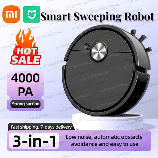 مكنسة كهربائية ذكية شاومي MIJIA 3 في 1 روبوت تنظيف بقوة شفط 4000Pa سهلة الاستخدام للأرضيات الصلبة وشعر الحيوانات الأليفة والسجاد جديد