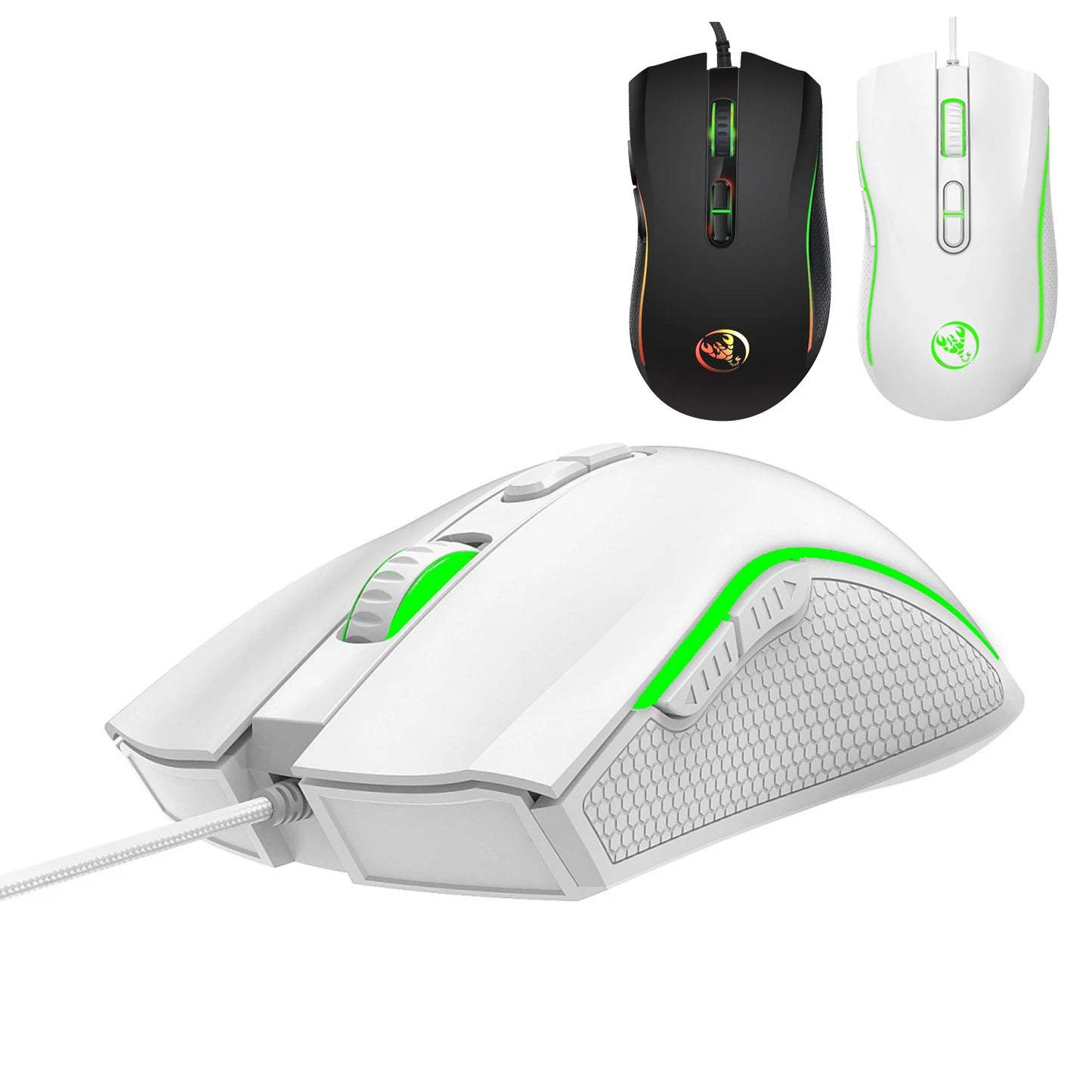 ماوس ألعاب سلكي HXSJ A869 بصري مريح RGB من مادة ABS مع 4 مستويات لضبط الدقة للابتوب والكمبيوتر - الخيار الشائع