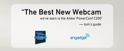 كاميرا ويب أنكر PowerConf C200 بدقة 2K للكمبيوتر المحمول - كاميرا ويب صغيرة بمنفذ USB مع ميكروفونات ستيريو بتقنية إلغاء الضوضاء