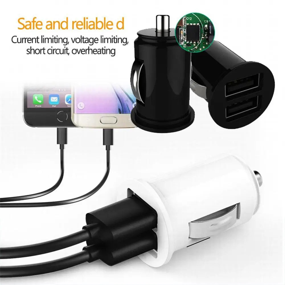 شاحن سيارة USB مزدوج 2.4 أمبير 5 فولت منفذين لولاعة السجائر محول طاقة USB شحن سريع شاحن هاتف السيارة لجميع الهواتف الذكية