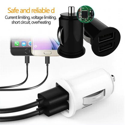 شاحن سيارة USB مزدوج 2.4 أمبير 5 فولت منفذين لولاعة السجائر محول طاقة USB شحن سريع شاحن هاتف السيارة لجميع الهواتف الذكية