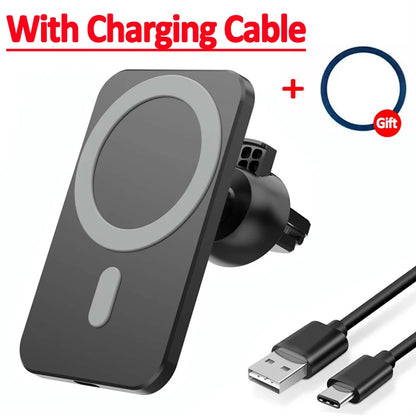 شاحن سيارة لاسلكي مغناطيسي 30 واط متوافق مع MagSafe لهواتف iPhone 16 15 14 13 Pro Max وXiaomi وSamsung مع حامل هاتف بمشبك فتحة التهوية