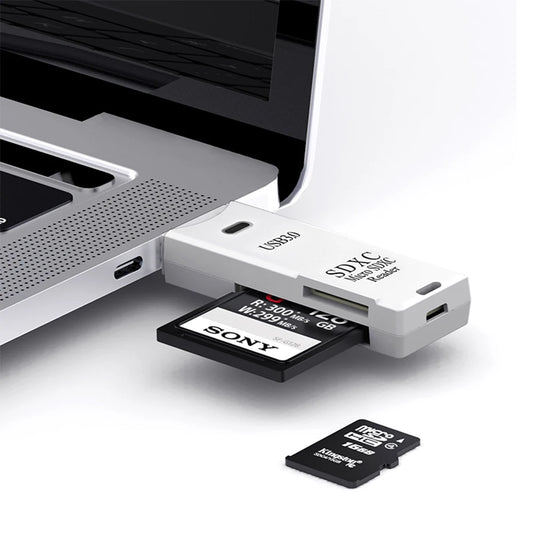 قارئ بطاقات USB 3.0 لبطاقات SD وTF - قارئ بطاقات الذاكرة 2 في 1 عالي السرعة - محول قارئ بطاقات ذكية لأجهزة الكمبيوتر والكمبيوتر المحمول