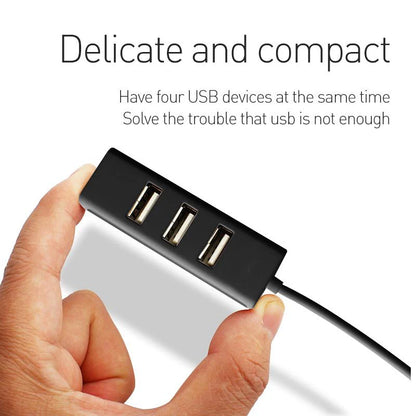 موزع USB صغير 4 منافذ - محول USB 2.0 عالي السرعة - هاب يو إس بي متعدد المنافذ للكمبيوتر وملحقات الحاسوب