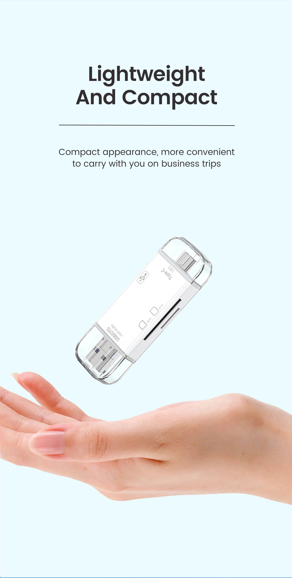 قارئ بطاقات الذاكرة متعددة الوظائف 6 في 1 OTG قارئ بطاقات SD USB2.0 Type-C/TF/SD محول ذكي لبطاقات الذاكرة