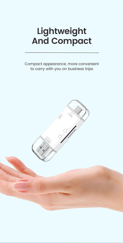 قارئ بطاقات الذاكرة متعددة الوظائف 6 في 1 OTG قارئ بطاقات SD USB2.0 Type-C/TF/SD محول ذكي لبطاقات الذاكرة