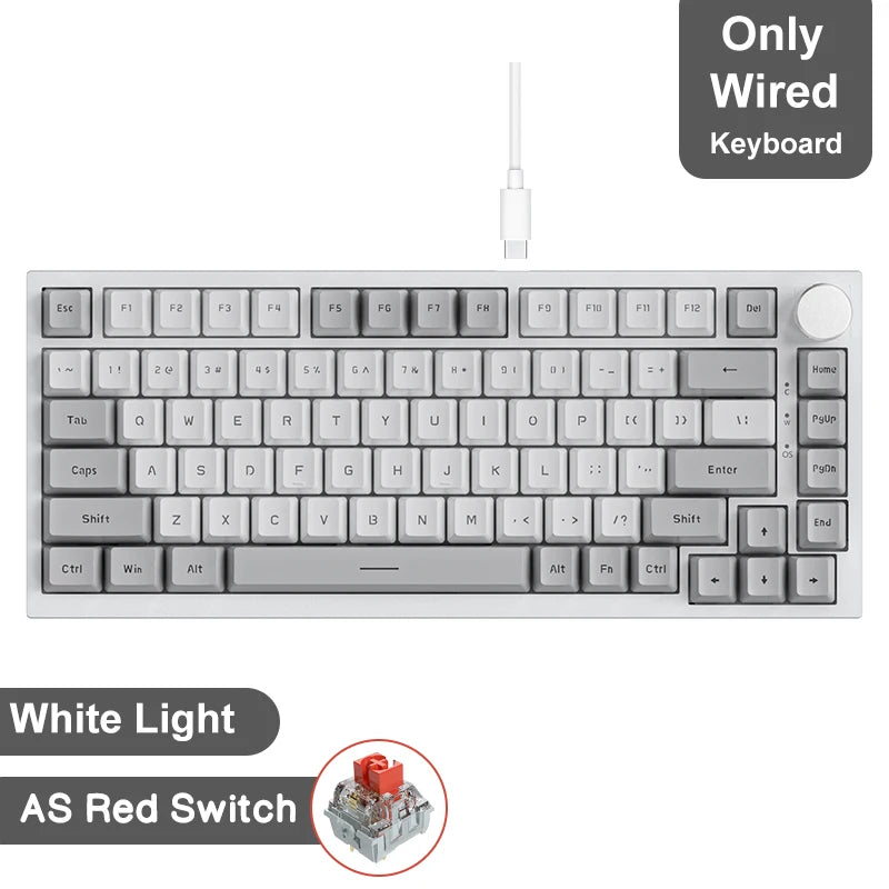 لوحة مفاتيح ميكانيكية للألعاب Ajazz AK820/AK820Pro بلوتوث 5.1/لاسلكية/سلكية USB-C قابلة للتخصيص مع مقبض وخاصية التبديل السريع وحشوة مطاطية
