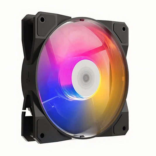 مروحة TEUCER P16 RGB بحجم 120 مم - مروحة كمبيوتر ملونة بألوان قوس قزح مع مشتت حراري 4PIN بحجم 12 سم - مروحة معالج صامتة