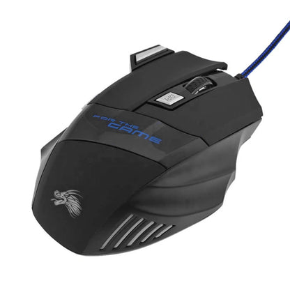 ماوس ألعاب سلكي USB بـ 7 أزرار مضيء بإضاءة خلفية مريح 5500 DPI قابل للتعديل بصري للكمبيوتر المكتبي والألعاب