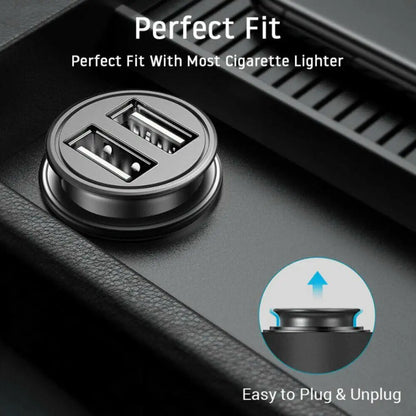 شاحن سيارة USB مزدوج 2.4 أمبير 5 فولت منفذين لولاعة السجائر محول طاقة USB شحن سريع شاحن هاتف السيارة لجميع الهواتف الذكية