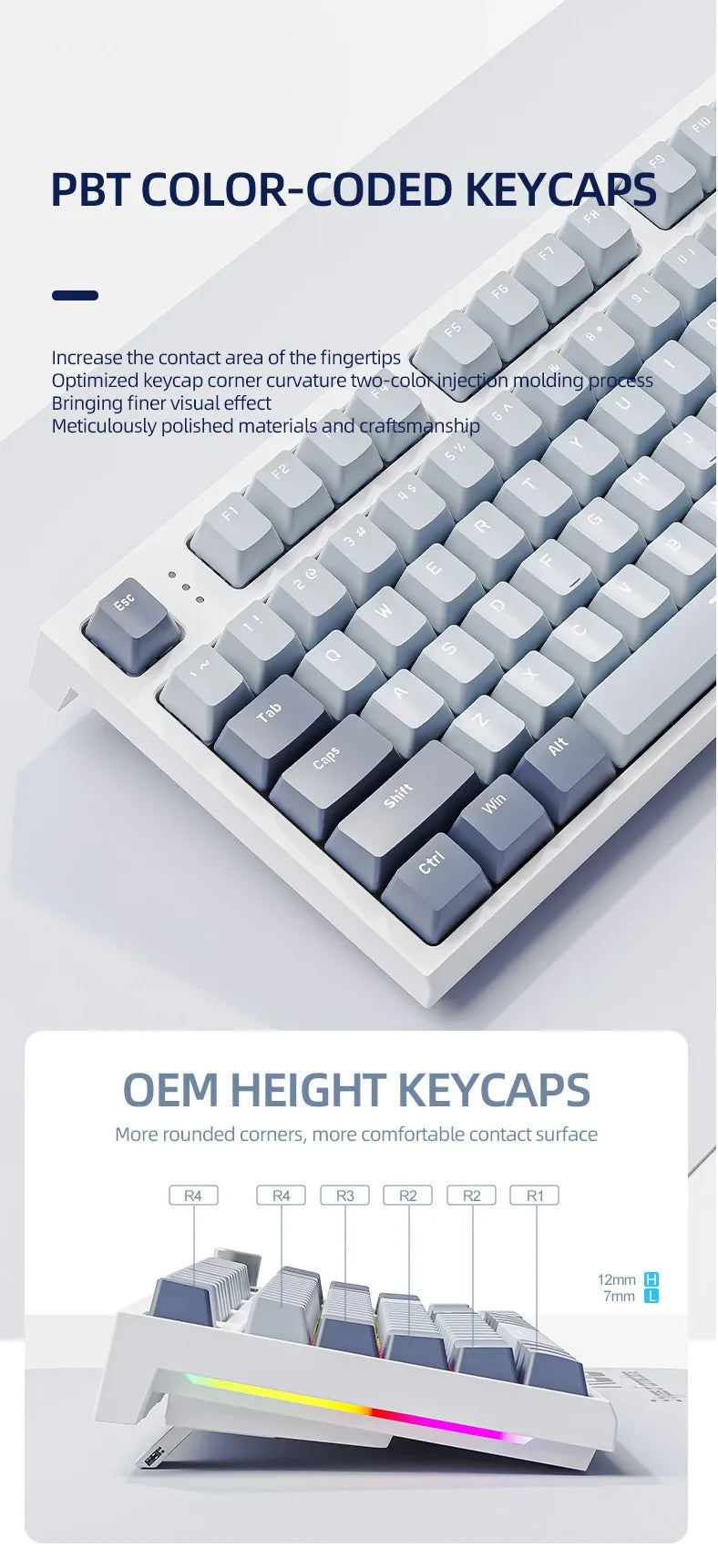 لوحة مفاتيح ميكانيكية Attack Shark K86 بمقبض معدني، شاشة TFT، تبديل سريع، إضاءة RGB، بلوتوث/لاسلكي، لوحة مفاتيح ألعاب بوظائف الماكرو
