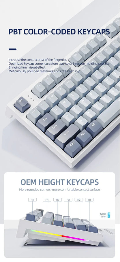 لوحة مفاتيح ميكانيكية Attack Shark K86 بمقبض معدني، شاشة TFT، تبديل سريع، إضاءة RGB، بلوتوث/لاسلكي، لوحة مفاتيح ألعاب بوظائف الماكرو