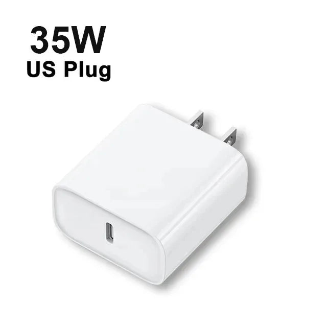شاحن أصلي سريع PD 35 وات EU US لآيفون 16 15 14 13 11 12 برو ماكس بلس XS XR X مع كابل USB C شحن سريع تايب سي