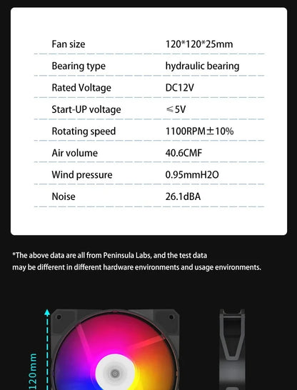 مروحة TEUCER P16 RGB بحجم 120 مم - مروحة كمبيوتر ملونة بألوان قوس قزح مع مشتت حراري 4PIN بحجم 12 سم - مروحة معالج صامتة