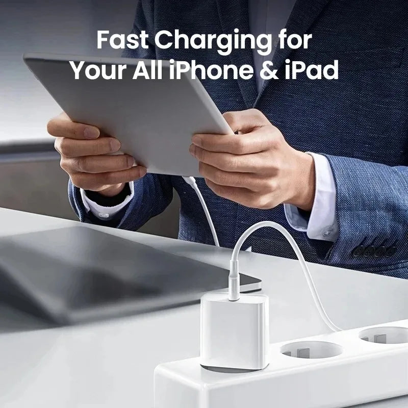 شاحن أصلي سريع PD 35 وات EU US لآيفون 16 15 14 13 11 12 برو ماكس بلس XS XR X مع كابل USB C شحن سريع تايب سي