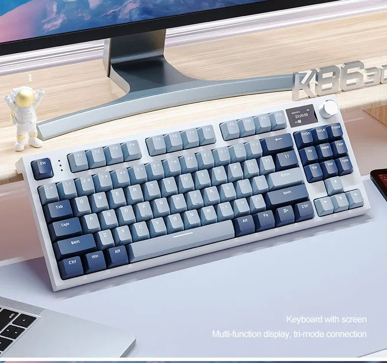 لوحة مفاتيح ميكانيكية Attack Shark K86 بمقبض معدني، شاشة TFT، تبديل سريع، إضاءة RGB، بلوتوث/لاسلكي، لوحة مفاتيح ألعاب بوظائف الماكرو