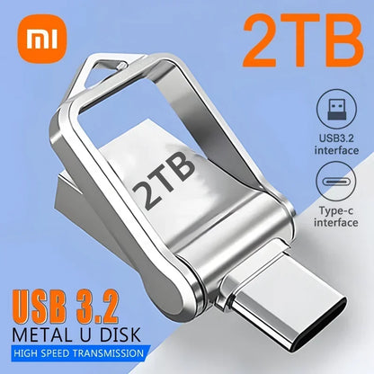 فلاش درايف شاومي 2 تيرابايت USB 3.2 عالي السرعة بمنفذ Type-C مزدوج الاستخدام ذاكرة فلاش 512 جيجابايت 1 تيرابايت للهاتف وأجهزة الكمبيوتر ويندوز 11