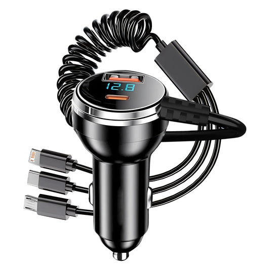 شاحن سيارة سريع 230 واط - 5 منافذ USB-C و QC3.0 PD - متوافق مع آيفون وسامسونج وهواوي وشاومي