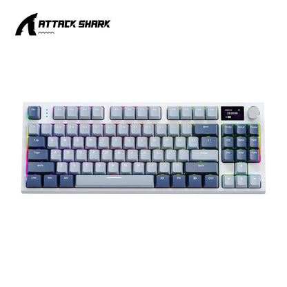 لوحة مفاتيح ميكانيكية Attack Shark K86 بمقبض معدني، شاشة TFT، تبديل سريع، إضاءة RGB، بلوتوث/لاسلكي، لوحة مفاتيح ألعاب بوظائف الماكرو