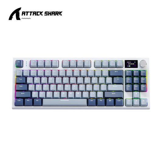 لوحة مفاتيح ميكانيكية Attack Shark K86 بمقبض معدني، شاشة TFT، تبديل سريع، إضاءة RGB، بلوتوث/لاسلكي، لوحة مفاتيح ألعاب بوظائف الماكرو
