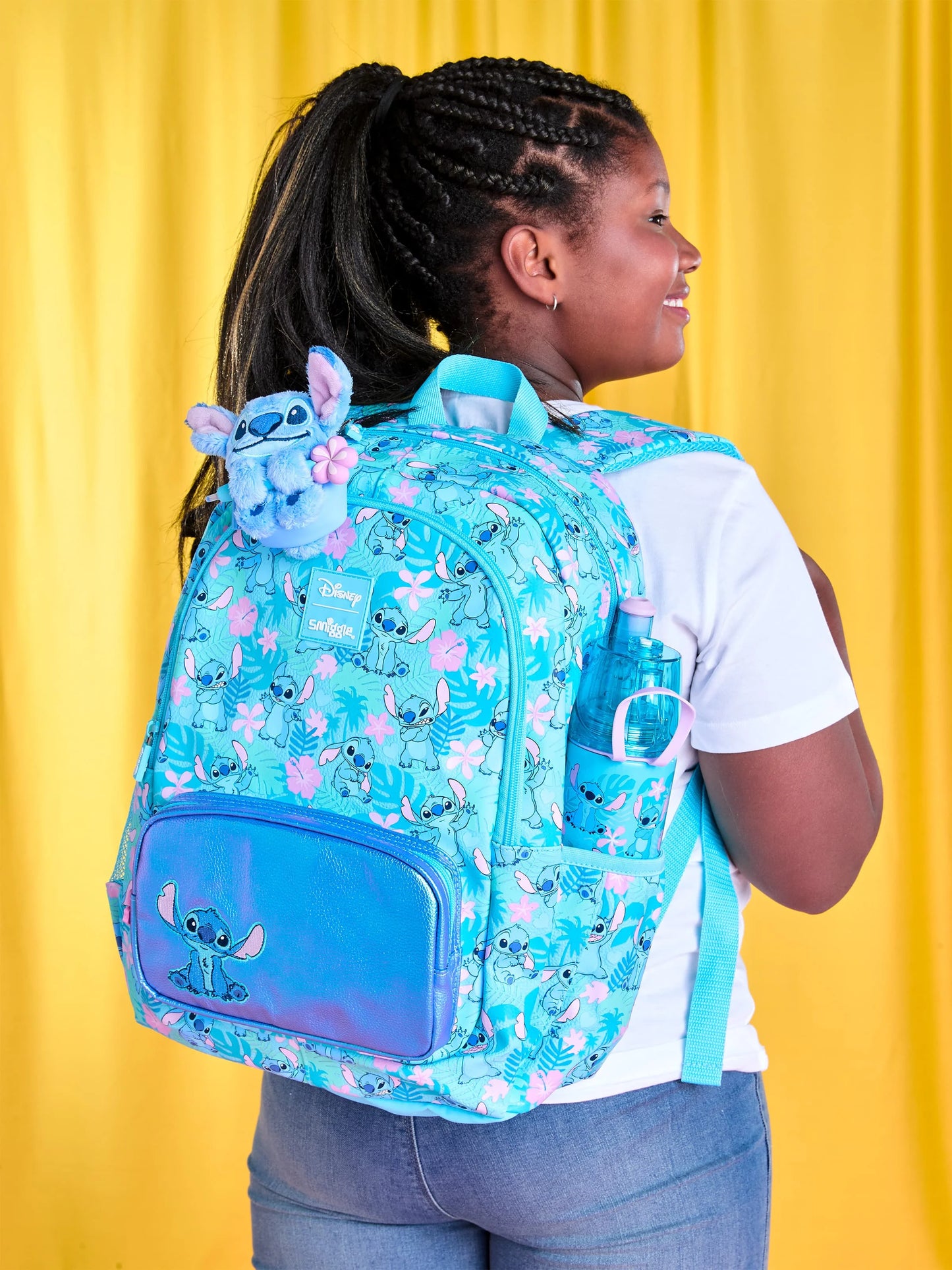 حقائب مدرسية Smiggle الجديدة  – حقيبة ظهر ديزني ستيتش، مع حقيبة طعام وزجاجة ماء – هدية للطلاب (يجب شراء كل قطعة بشكل منفصل)