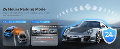 كاميرا سيارة AZDOME M550 Pro بتقنية WiFi 5.8 جيجاهرتز - قناتين/3 قنوات - دقة 4K+1080P مع GPS مدمج - شاشة IPS 3.19 بوصة - رؤية ليلية بالأشعة تحت الحمراء - وضع المراقبة 24 ساعة