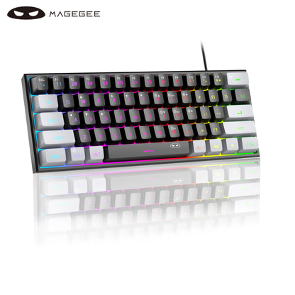 لوحة مفاتيح الألعاب المدمجة MageGee Mini 60%، لوحة مفاتيح مضيئة RGB بـ 61 مفتاح فائقة الصغر، TS91 مقاومة للماء بتصميم مريح وملمس ميكانيكي للمكتب
