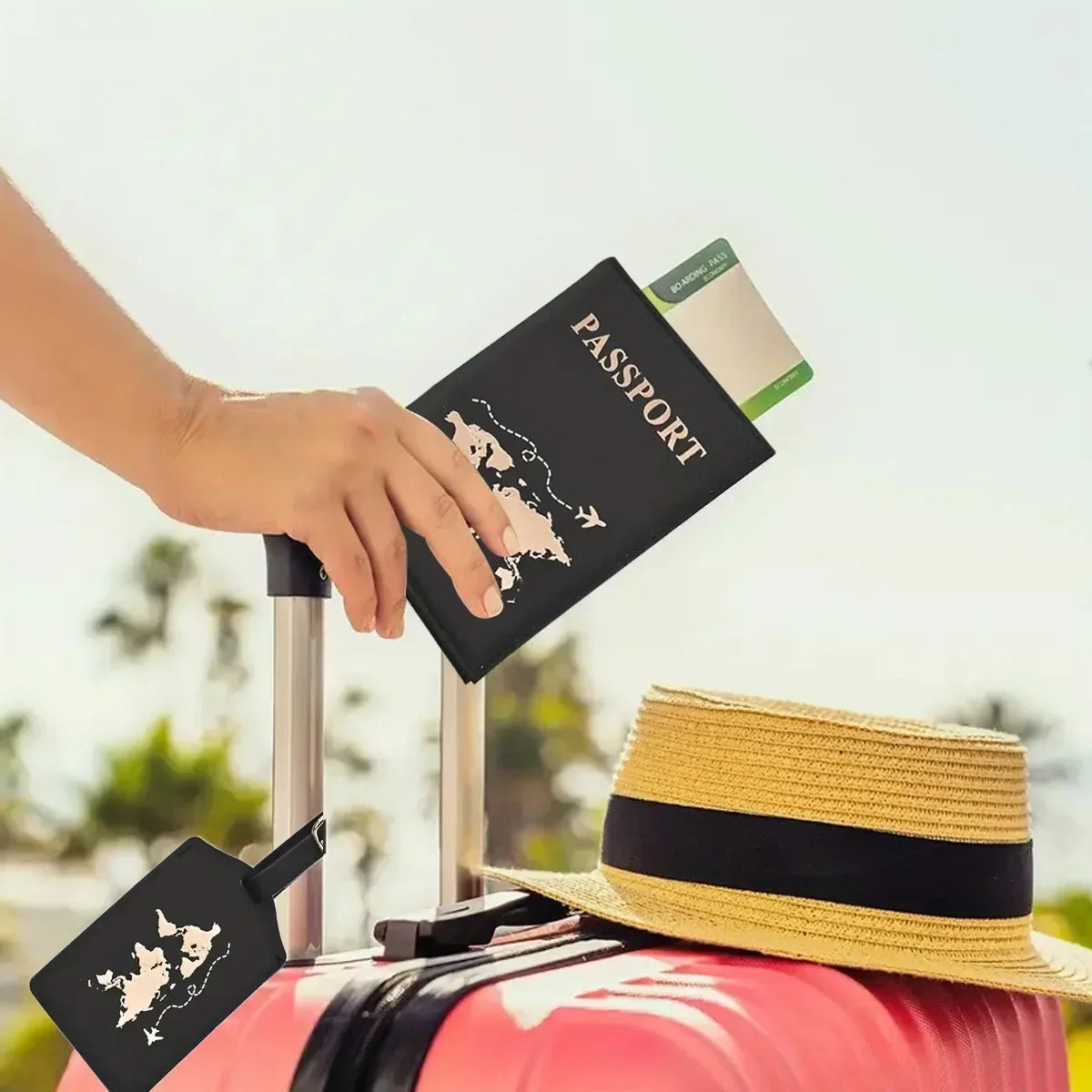 غلاف جواز سفر رجالي ونسائي بتقنية RFID، تصميم عتيق، متعدد الوظائف، لحفظ بطاقات الهوية وبطاقات البنك، مصنوع من جلد PU، محفظة للسفر والاكسسوارات