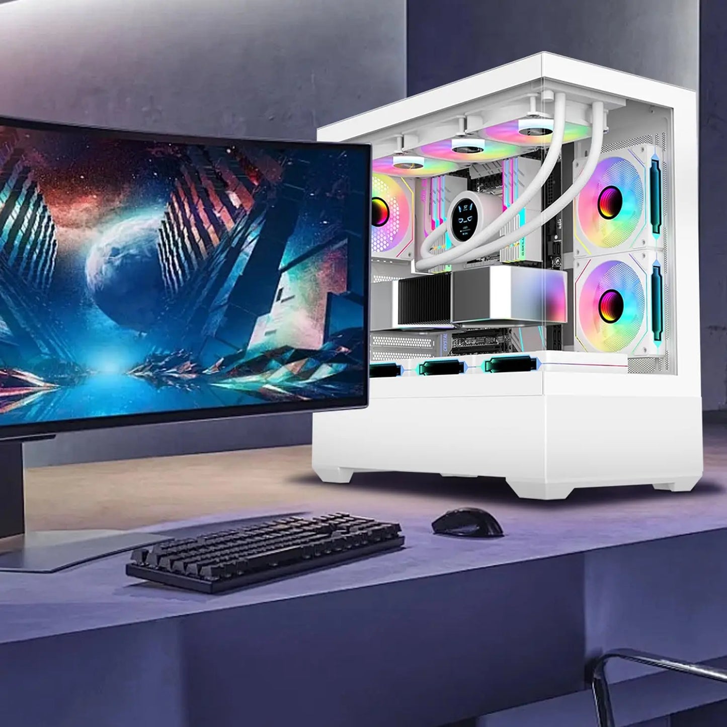 مروحة Prism 4 PRO ARGB للكمبيوتر 120 ملم - مروحة تبريد المعالج 4 أطراف مع إضاءة RGB 3 أطراف 5 فولت