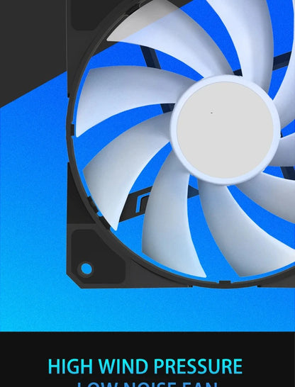 مروحة TEUCER P16 RGB بحجم 120 مم - مروحة كمبيوتر ملونة بألوان قوس قزح مع مشتت حراري 4PIN بحجم 12 سم - مروحة معالج صامتة