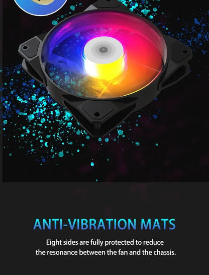 مروحة TEUCER P16 RGB بحجم 120 مم - مروحة كمبيوتر ملونة بألوان قوس قزح مع مشتت حراري 4PIN بحجم 12 سم - مروحة معالج صامتة
